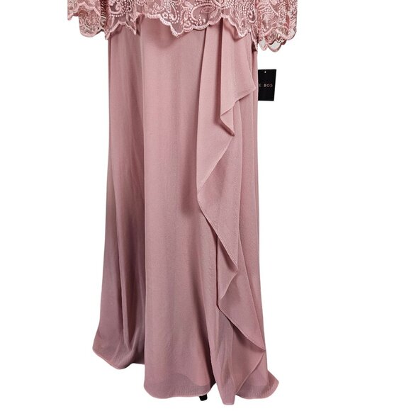 Le Bos Womens Formal Embroidered Lace Bodice Draped Skirt Maxi Dress Size 10 - Picture 13 of 16